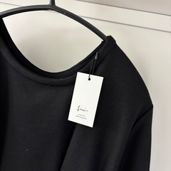 未使用 ブラック ウエストタック スウェットワンピース ロング フリーサイズの画像