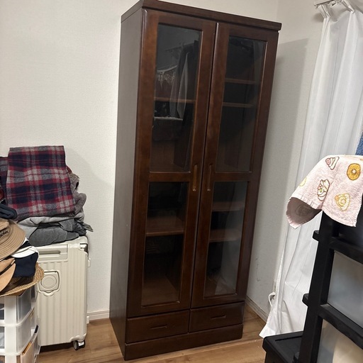 扉付本棚 ブラウン約77cm(幅)×約41.5cm(奥行き)×約181cm(高さ) ( ハル