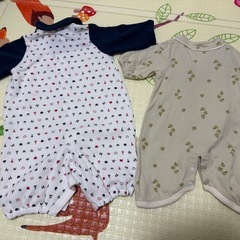 長袖ロンパース・長袖カバーオール 50〜60cm 2枚セットの画像