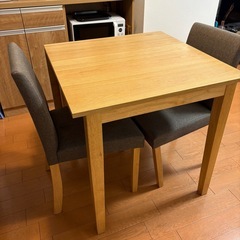 ダイニングテーブル 3点セット 伸縮 ダイニングテーブルセット 木製 ダイニングセット 2人 北欧  2人掛け 食卓テーブル ダイニング 食卓 伸縮ウッドダイニングの画像