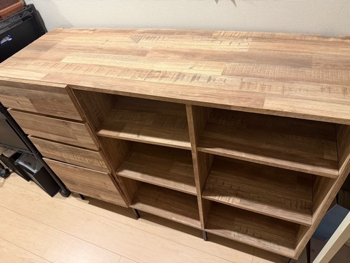 木目調キャビネット 4引き出し 4棚 lowya (Mimi) 表参道の収納家具《棚