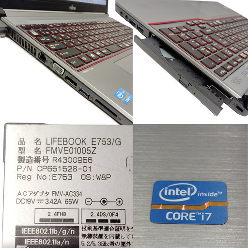 富士通 ノートPC E753/G(Windows11 Pro core-i7 メモリ8GB SSD240GB(新品)  office2