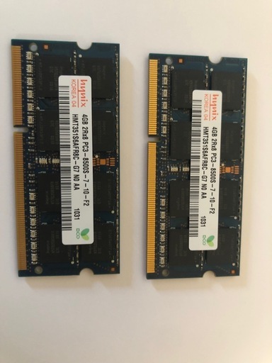 希少美品8GB(4GBX2枚) DDR3-1066Mhz PC3-8500S メモリ