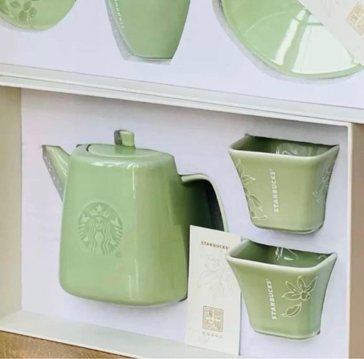 新品未使用 限定 激レア スタバ 古典复古翠玉女神青釉ティーセット 中国