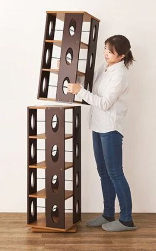 【訳あり・美品】回転式コミックラック 7段（大容量・360度回転）※要接続加工