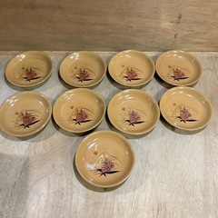 美品　輪島塗　高級漆器　伊勢海老　盛皿　木製　9枚セット　幅約15.5cmの画像