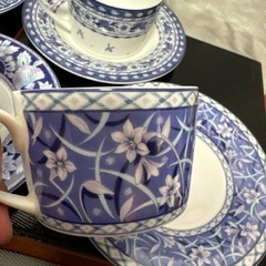 NARUMI カップ＆ソーサー 5客セット ブルー系 花柄 の画像