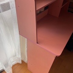 新品 木製　勉強机　ピンク　の画像