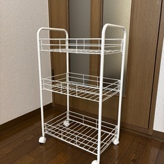山善スチールワゴン キャスター付き ホワイトの画像