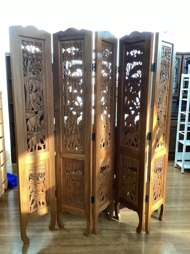 木製彫刻パーテーション【町田市再生家具】253081