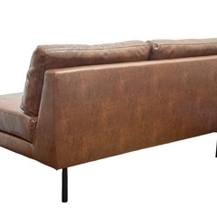 ◯美品 エアリゾーム アームレスソファ 2人掛け 2P PUレザー ブラウン ヴィンテージデザイン ミッドセンチュリー 中古品■ジモティ姫路の画像