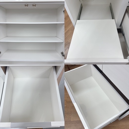 I389 ? ジモティー限定価格！ NITORI キッチンボード 食器棚 DAHLIA 80KB-WH ⭐ クリーニング済