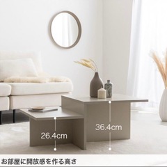 大理石風 ローテーブルの画像