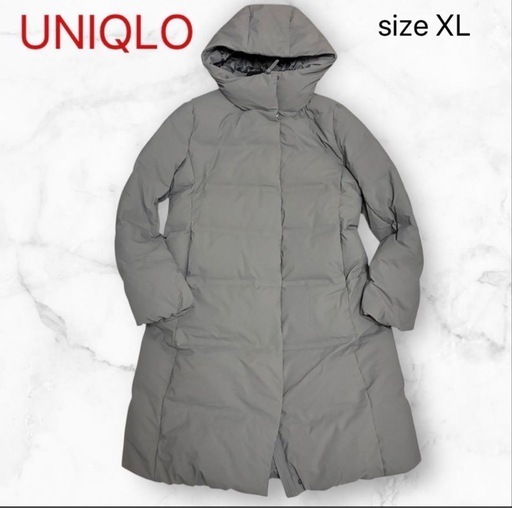 極美品 UNIQLO ユニクロ シームレスダウン ロング コート グレー XL