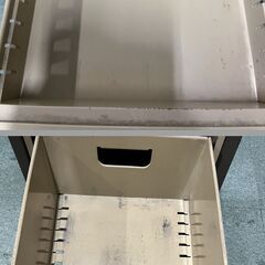 袖机 鍵無 デスクワゴン スチール製 昭和レトロ 幅45cm×奥行64cm×高さ74cm の画像