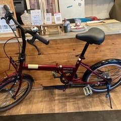 【チェーン新品！】6段変速　20インチ折りたたみ自転車　ワインレッドの画像