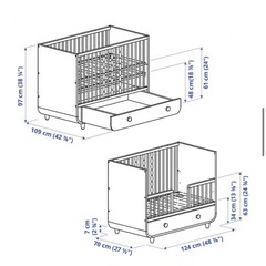 IKEA ベビーベッド ミルラ ピンクの画像