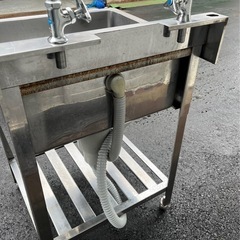 業務用 1槽シンク 二口蛇口付き 幅600×奥600×高さ800+BG90(mm) 一層シンク 一層 1層 一槽 店舗 厨房機器 流し台 キッチン 厨房 大阪の画像