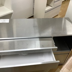 【トレファク　ラパーク岸和田店】キッチンカウンター　 2枚扉　ステンレス製　シルバーの画像