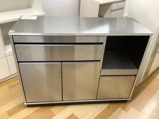 【トレファク　ラパーク岸和田店】キッチンカウンター　 2枚扉　ステンレス製　シルバー