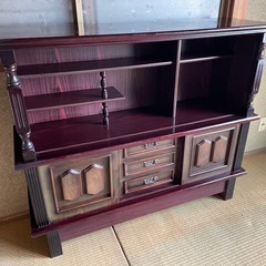 昭和レトロ　アンティーク　木製キャビネット ダークブラウン 3引き出しの画像