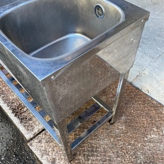 業務用 3槽シンク 幅1200×奥450×高さ800(mm) 排水ホース新品付き 三層シンク 三槽シンク 3曹シンク 流し台 厨房機材 大阪の画像
