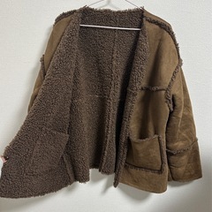 韓国　可愛い　ボア　コート　ノーカラーコート　ジャケット　アウターの画像