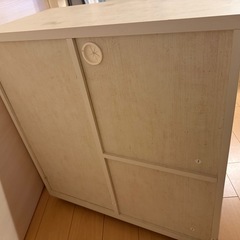 ニトリ　キッチンカウンター 食器棚 キャスター付き 幅74cm  ナチュラル　北欧 の画像