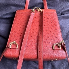 OLOP オーストリッチ　オレンジバッグの画像