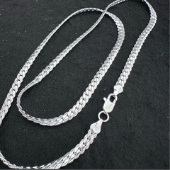 シルバー925 ツイスト　喜平チェーンネックレス　幅広　50cm 太さ5mmの画像
