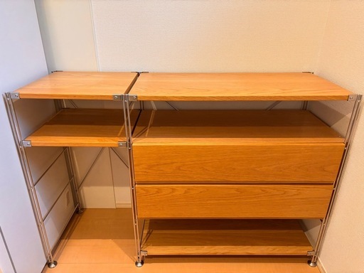 無印良品 スチールユニットシェルフ・オーク材セット（引出し2段付）