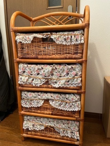 籐の引き出しラック (ぷに42) 岩倉の収納家具《棚、シェルフ》の中古