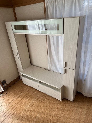 収納付きテレビボード　白　木目調　150cm×150cm