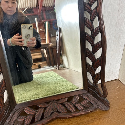 リユース☆エコちょっぷ】ヴィンテージアジアンミラー (笑福fukukuru