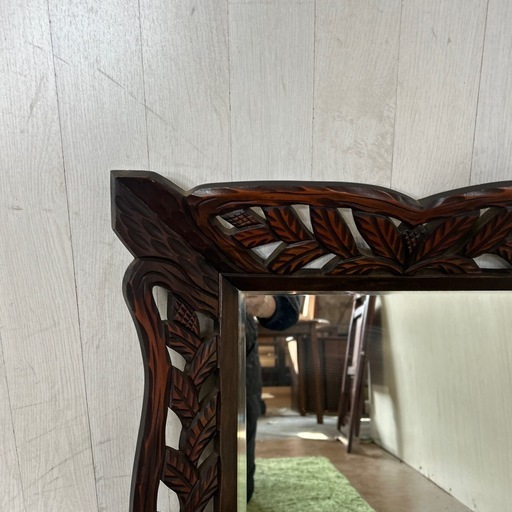 美品⭐︎アジアン⭐︎鏡⭐︎古民家♪ アジアン家具⭐︎籐の姿見 ミラー