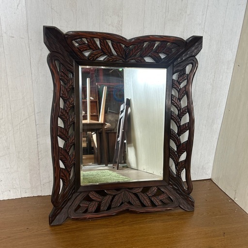 美品⭐︎アジアン⭐︎鏡⭐︎古民家♪ リユース☆エコちょっぷ】ヴィンテージアジアンミラー (笑福fukukuru