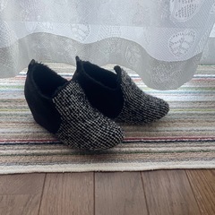 【冬に最適】ツイード調 ショートブーツ ブーティ 厚底 裏ボア 暖か の画像