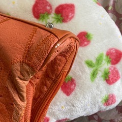 オレンジ色 オーストリッチ パッチワークバッグの画像