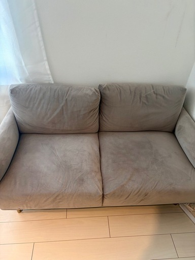 無料】LOWYA 2人掛けソファ（グレー系／コンパクト） (nepr3000