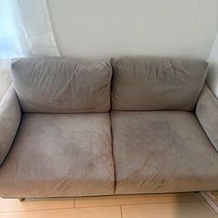 【無料】LOWYA 2人掛けソファ（グレー系／コンパクト）の画像