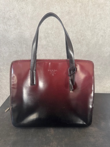 PRADA Spazzolato Leather Zip Tote Bag