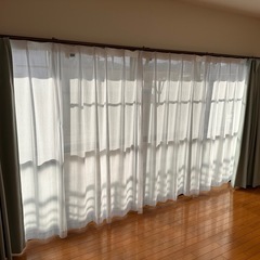 カーテン(グリーン)窓4枚分レースカーテンセットの画像