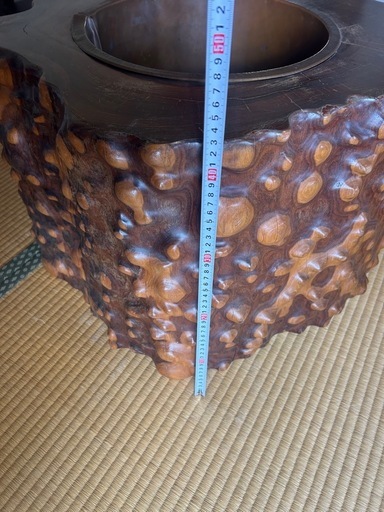 紅紫檀 火鉢 高さ約43cm 幅約67cm 天然木 おしゃれ 手あぶり 完成品