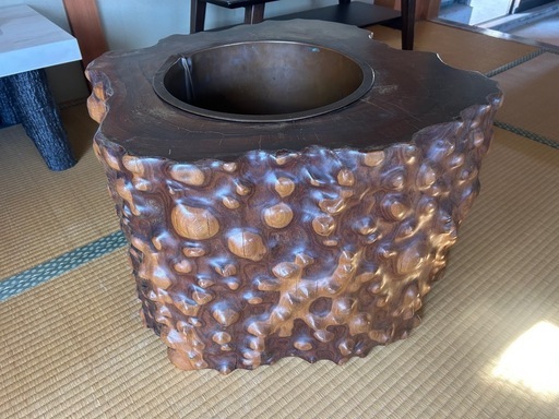 紅紫檀 火鉢 高さ約43cm 幅約67cm 天然木 おしゃれ 手あぶり 完成品