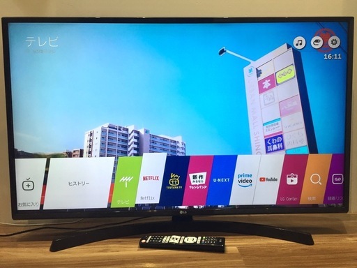 2019年製 43V型 LG 4K HDR 液晶テレビ YouTube Netflix◎ 43UK6300PJF