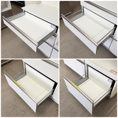 【超美品‼️】定価30万♪ 綾野製作所 140cm幅キッチンボード アネックス 食器棚 収納家具 鏡面仕上げホワイト♪の画像