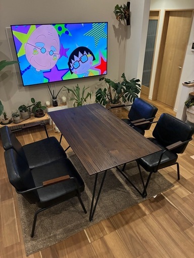 お値下げ‼️LOWYAダイニングテーブルセット 幅140cm 4人 ヴィンテージ風