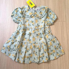 【新品90】夏レモン柄ワンピース＆フリルピンクトップスしまむら女の子の画像