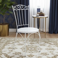 おしゃれなアンティーク調のチェア 白い椅子 アイアン 韓国インテリアの画像