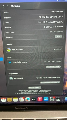 パソコン MacBook AIR RETINA 2018 16gb/512gb